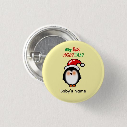 Mein erstes Weihnachten Süßer Pinguin Button (Vorne & Hinten)
