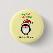 Mein erstes Weihnachten Süßer Pinguin Button (Vorderseite)