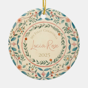 Mein erstes Weihnachten Vintage gemalt Wasserfarbe Keramik Ornament