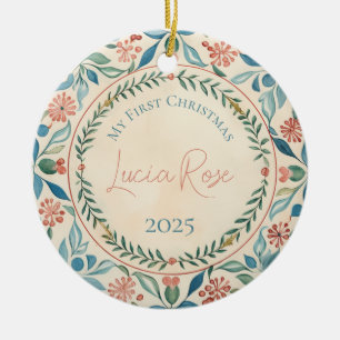 Mein erstes Weihnachten Vintage gemalt Wasserfarbe Keramik Ornament
