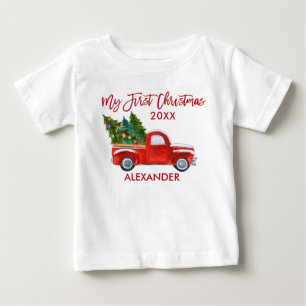 Mein erstes Weihnachten Vintage-Rotlastwagen Baby T-shirt