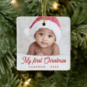 Mein erstes Weihnachten volles Baby-Foto Name Jahr Keramikornament