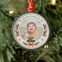 Mein erstes Weihnachten weißes Baby-Foto-Ornament