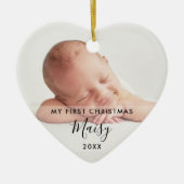 Mein erstes Weihnachts 2 Baby Foto Elegant Keramik Ornament (Vorne)