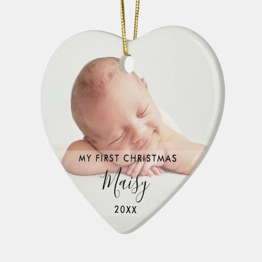 Mein erstes Weihnachts 2 Baby Foto Elegant Keramik Ornament (Links)