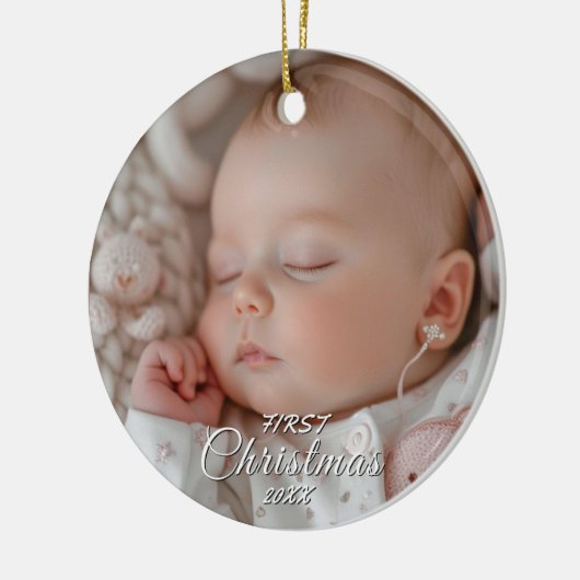 Mein erstes Weihnachts-Baby Custom-Foto Keramik Ornament (Links)