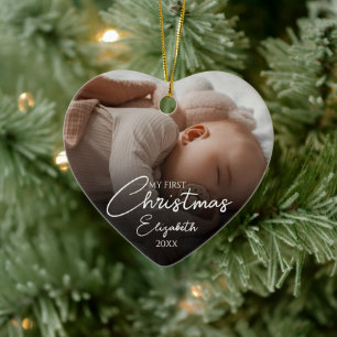 Mein erstes Weihnachts-Baby-Foto - Elegantes Skrip Keramik Ornament