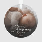 Mein erstes Weihnachts-Baby-Foto - Elegantes Skrip Ornament (Rückseite)