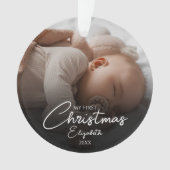 Mein erstes Weihnachts-Baby-Foto - Elegantes Skrip Ornament (Vorderseite)