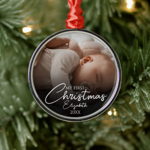 Mein erstes Weihnachts-Baby-Foto - Elegantes Skrip Ornament Aus Metall