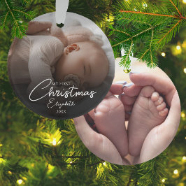 Mein erstes Weihnachts-Baby-Foto Elegantes Skript Ornament