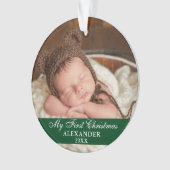 Mein erstes Weihnachts-Baby-Foto Green Ornament (Vorderseite)