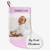 Mein erstes Weihnachts-Baby-Foto Individuelle Name Kleiner Weihnachtsstrumpf (Vorderseite)