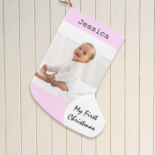 Mein erstes Weihnachts-Baby-Foto Individuelle Name Kleiner Weihnachtsstrumpf