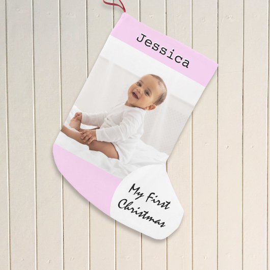 Mein erstes Weihnachts-Baby-Foto Individuelle Name Kleiner Weihnachtsstrumpf