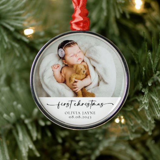 Mein erstes Weihnachts-Baby-Foto Keepake Ornament Aus Metall (Baum)