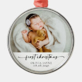 Mein erstes Weihnachts-Baby-Foto Keepake Ornament Aus Metall (Vorne)