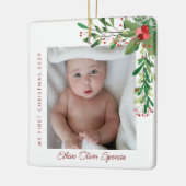 Mein erstes Weihnachts-Baby-Foto Keramikornament (Links)