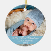 Mein erstes Weihnachts-Baby-Foto Light Blue Keramik Ornament (Vorne)