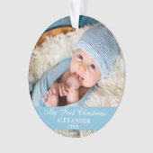 Mein erstes Weihnachts-Baby-Foto Light Blue Ornament (Vorderseite)