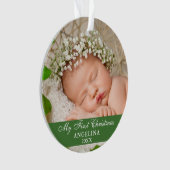 Mein erstes Weihnachts-Baby-Foto Light Green Ornament (Vorderseite)