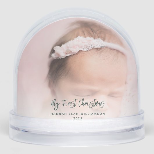 Mein erstes Weihnachts-Baby-Foto Oma Keepake Schneekugeln (Vorderseite)