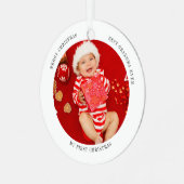 Mein erstes Weihnachts-Baby-Foto Ornament Aus Metall (Vorderseite links)