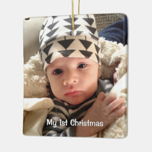 Mein erstes Weihnachts Blue Tiny DOTS Baby Boy Fot Keramikornament