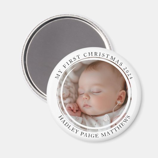 Mein erstes Weihnachts-Custom-Baby-Foto Magnet (Vorderseite/Rückseite)