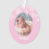 Mein erstes Weihnachts-Foto Baby Girl Pink Ornament (Vorderseite)