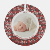 Mein erstes Weihnachts-Foto Buffalo Kariert Ornament Aus Glas (Rückseite)