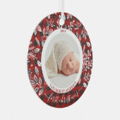 Mein erstes Weihnachts-Foto Kariert Ornament Aus Metall (Vorderseite Rechts)