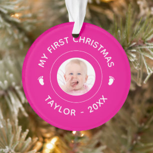 Mein erstes Weihnachts-Foto Name Neuborn Baby Feet Ornament
