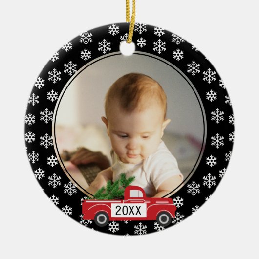 Mein erstes Weihnachts-Foto Ornament mit Red Truck (Vorne)