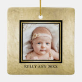 Mein erstes Weihnachts-Gold-Black-Baby-Foto Keramikornament (Rückseite)