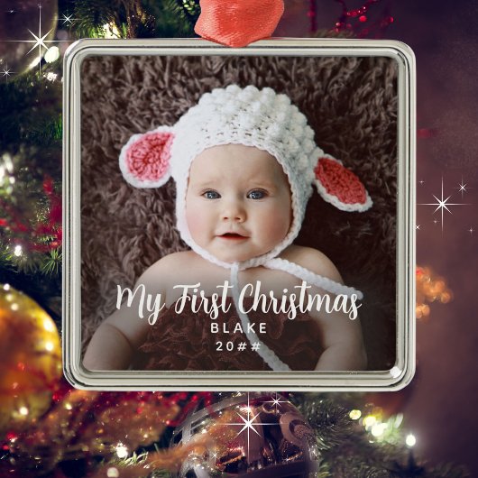 Mein erstes Weihnachts-Kinder Foto Name Jahr Ornament Aus Metall