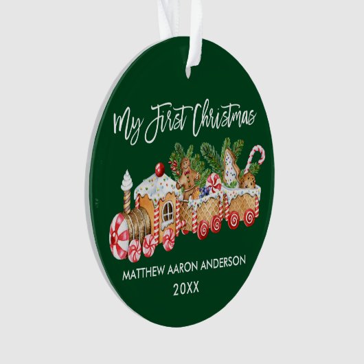 Mein erstes Weihnachts-Lebkuchen-Train Baby Green Ornament (Vorderseite)