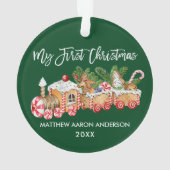 Mein erstes Weihnachts-Lebkuchen-Train Baby Green Ornament (Rückseite)