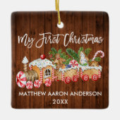 Mein erstes Weihnachts-Lebkuchen-Train Candy Baby Keramikornament (Vorderseite)