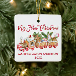 Mein erstes Weihnachts-Lebkuchen-Train Red Keramikornament