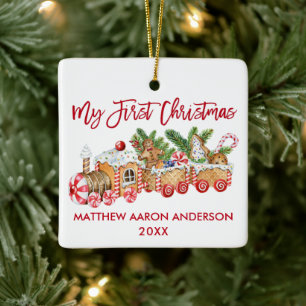 Mein erstes Weihnachts-Lebkuchen-Train Red Keramikornament