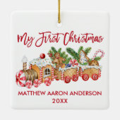 Mein erstes Weihnachts-Lebkuchen-Train Red Keramikornament (Rückseite)