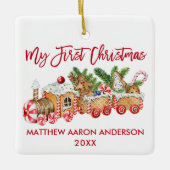 Mein erstes Weihnachts-Lebkuchen-Train Red Keramikornament (Vorderseite)