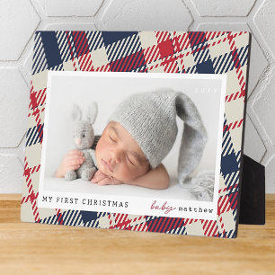Mein erstes Weihnachts-Modern-Kariert-Baby-Foto Fotoplatte