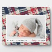 Mein erstes Weihnachts-Modern-Kariert-Baby-Foto Fotoplatte (Vorderseite)