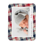 Mein erstes Weihnachts-Modern-Kariert-Baby-Foto Magnet (Vertikal)
