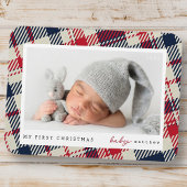 Mein erstes Weihnachts-Modern-Kariert-Baby-Foto Magnet
