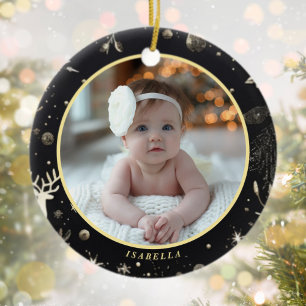 Mein erstes Weihnachts-Niedliches modernes Baby-Fo Keramik Ornament