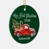 Mein erstes Weihnachts Red Truck Candy Canes Baby Keramik Ornament (Rechts)