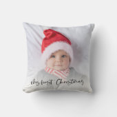 Mein erstes Weihnachts-Script-Baby-Foto Jahr Kissen (Vorderseite)